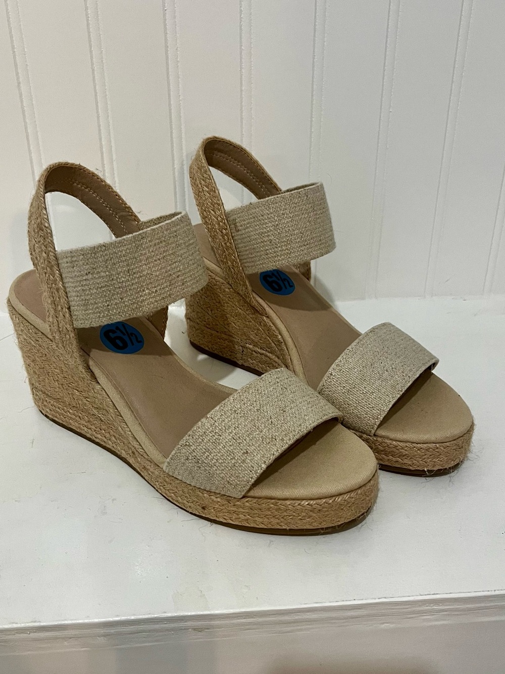 MIA Natural Beige Espadrille Wedge Sandals